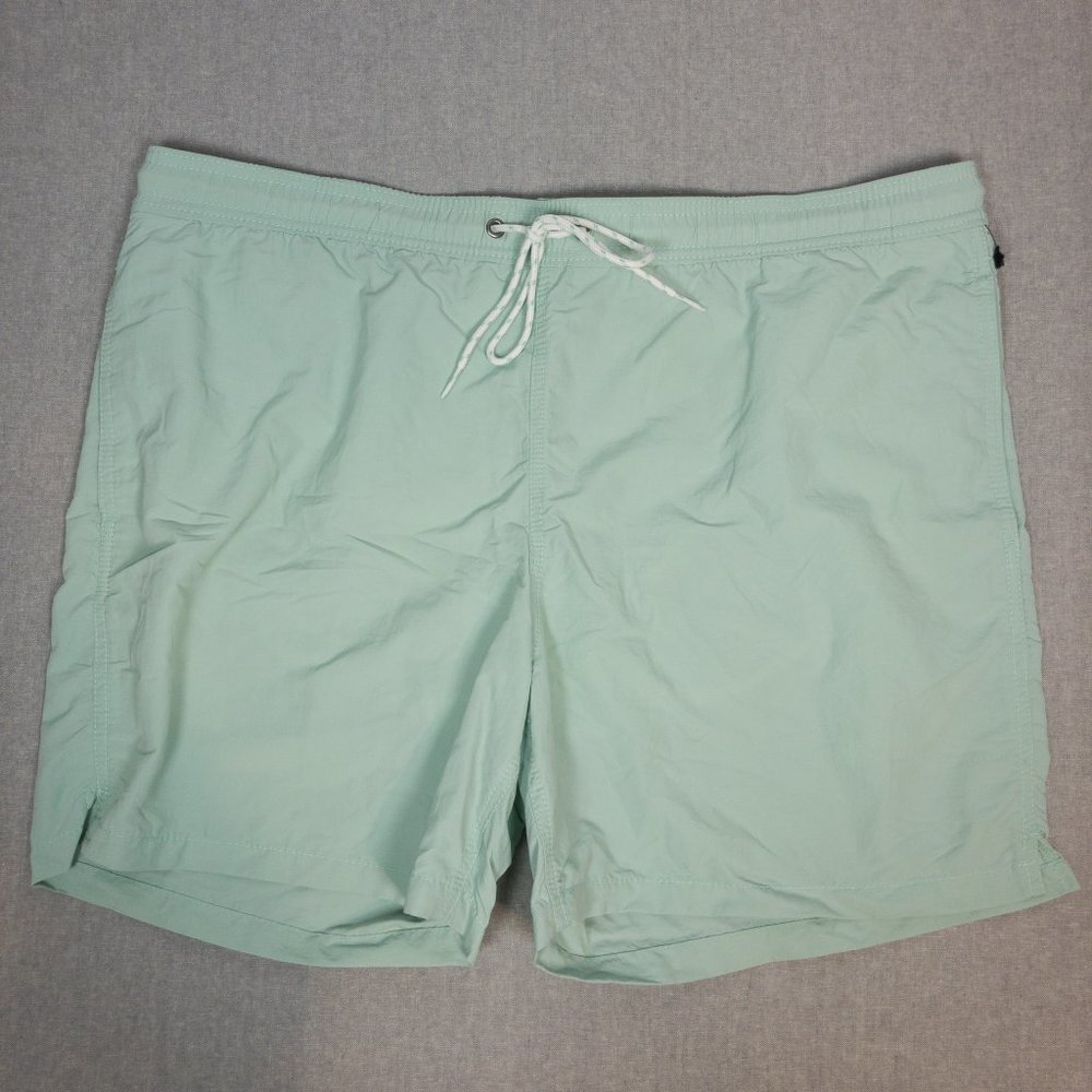 6" Solid Pale Mint Green Nylon Swim Trunks XL - Picture 2 of 7